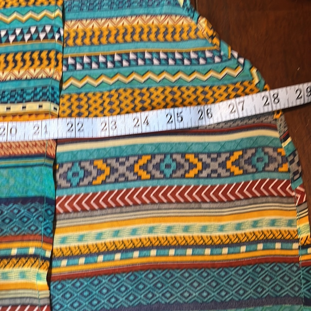 Umgee Sheer Teal & Orange Tribal Vertical Striped Tank Top - Picture 8 of 8